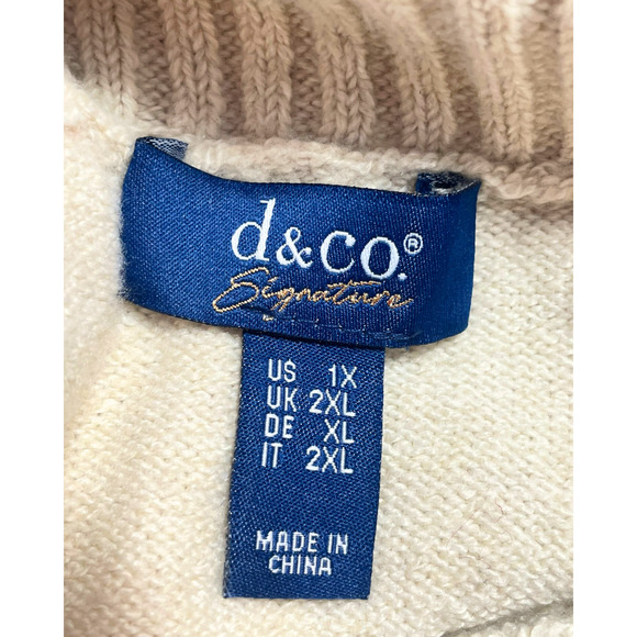 Denim & Co Signature Sz 1X Tunic Sweater Jacquard New Stone Neutral Tan A696705 - Picture 10 of 11